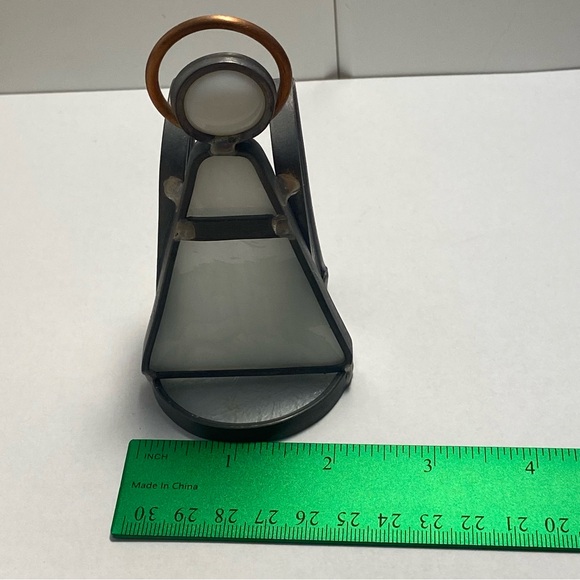 Vintage Angel Figurine White Stained Glass cooper halo art glass Sculpture - Picture 8 of 16